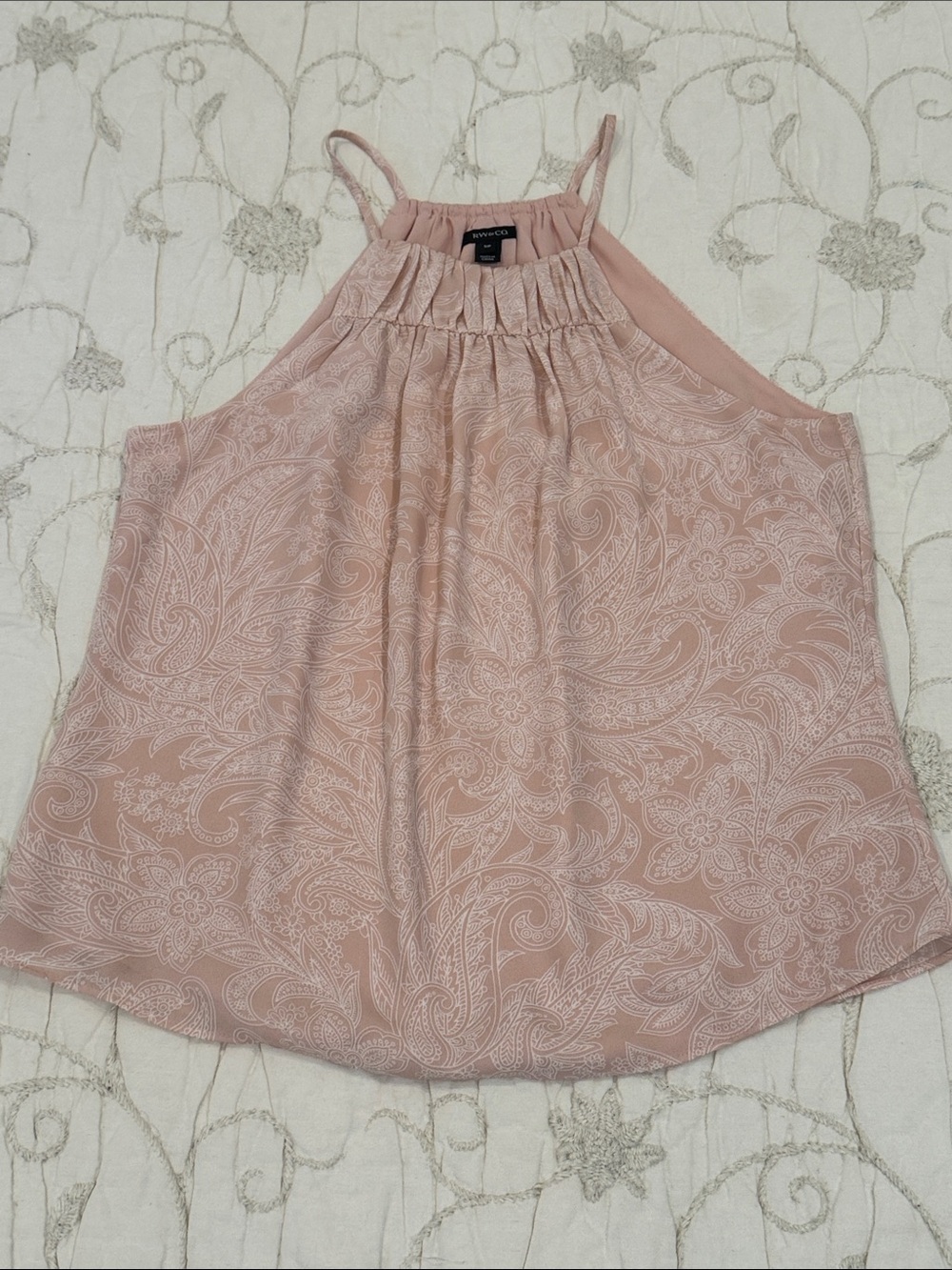 Wm’s small Blush Pink Paisley Halter top Camisole / tank top